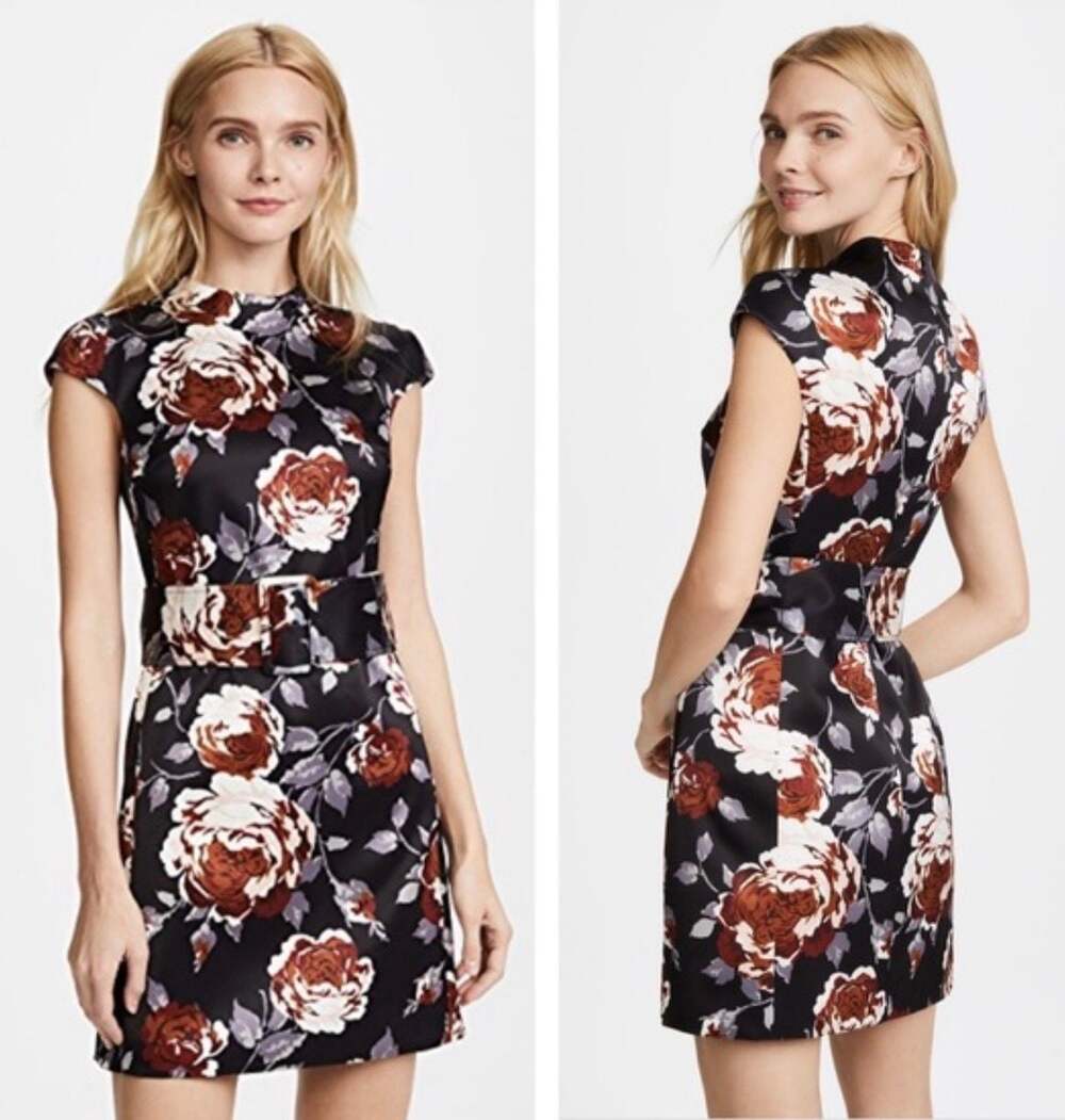 Theory Mod Belt Dress in Victoria Floral Satin Size 10